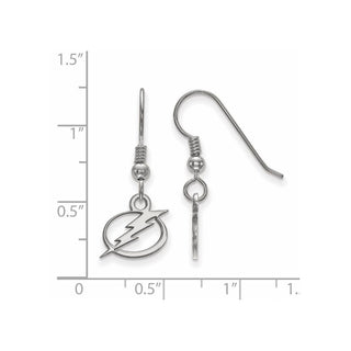 Sterling Silver Rhodium-plated NHL LogoArt Tampa Bay Lightning Extra Small Dangle Wire Earrings