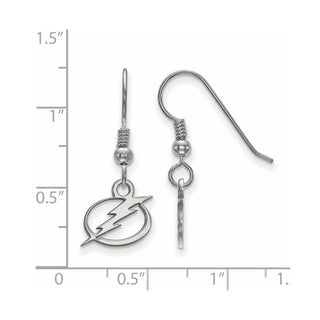 Sterling Silver Rhodium-plated NHL LogoArt Tampa Bay Lightning Extra Small Dangle Wire Earrings