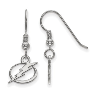 Sterling Silver Rhodium-plated NHL LogoArt Tampa Bay Lightning Extra Small Dangle Wire Earrings