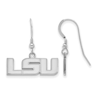 Sterling Silver Rhodium-plated LogoArt Louisiana State University L-S-U Small Dangle Wire Earrings