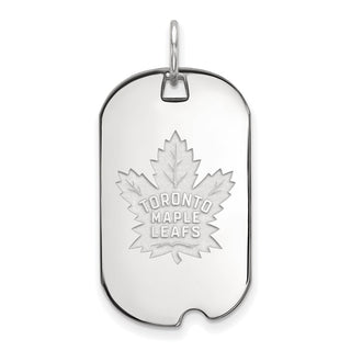 Sterling Silver Rhodium-plated NHL LogoArt Toronto Maple Leafs Small Dog Tag Pendant