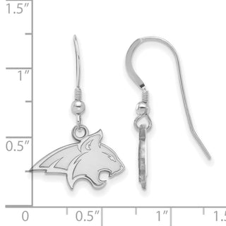 Sterling Silver Rhodium-plated LogoArt Montana State University Bobcat Small Dangle Wire Earrings