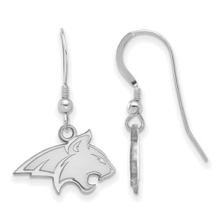 Sterling Silver Rhodium-plated LogoArt Montana State University Bobcat Small Dangle Wire Earrings