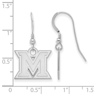 Sterling Silver Rhodium-plated LogoArt Miami University Ohio Letter M Small Dangle Wire Earrings