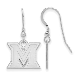 Sterling Silver Rhodium-plated LogoArt Miami University Ohio Letter M Small Dangle Wire Earrings