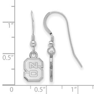 Sterling Silver Rhodium-plated LogoArt North Carolina State University N-C-S Extra Small Dangle Wire Earrings