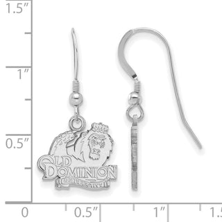 Sterling Silver Rhodium-plated LogoArt Old Dominion University Small Dangle Wire Earrings