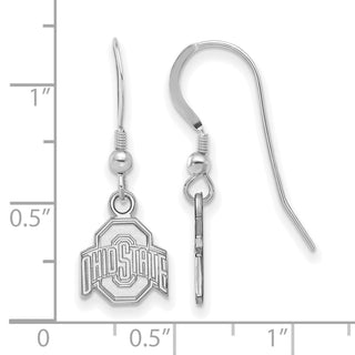 Sterling Silver Rhodium-plated LogoArt The Ohio State University Extra Small Dangle Wire Earrings