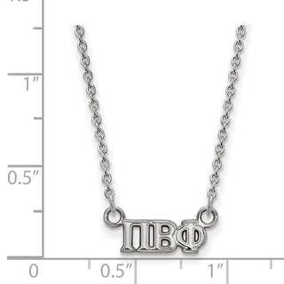 Sterling Silver Rhodium-plated LogoArt Pi Beta Phi Sorority Greek Letters Extra Small Pendant 18 inch Necklace