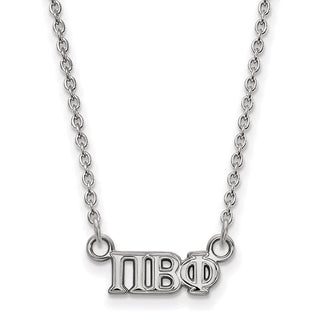 Sterling Silver Rhodium-plated LogoArt Pi Beta Phi Sorority Greek Letters Extra Small Pendant 18 inch Necklace