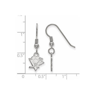 Sterling Silver Rhodium-plated NHL LogoArt Pittsburgh Penguins Extra Small Dangle Wire Earrings