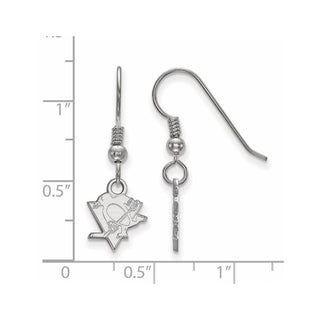 Sterling Silver Rhodium-plated NHL LogoArt Pittsburgh Penguins Extra Small Dangle Wire Earrings