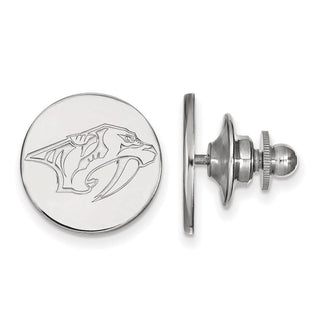 Sterling Silver Rhodium-plated NHL LogoArt Nashville Predators Lapel Pin