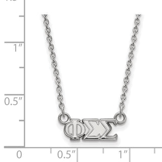 Sterling Silver Rhodium-plated LogoArt Phi Sigma Sigma Sorority Greek Letters Extra Small Pendant 18 inch Necklace