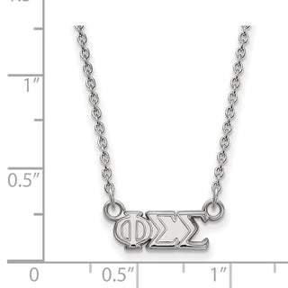 Sterling Silver Rhodium-plated LogoArt Phi Sigma Sigma Sorority Greek Letters Extra Small Pendant 18 inch Necklace