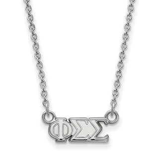 Sterling Silver Rhodium-plated LogoArt Phi Sigma Sigma Sorority Greek Letters Extra Small Pendant 18 inch Necklace