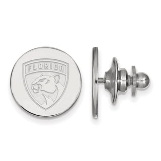 Sterling Silver Rhodium-plated NHL LogoArt Florida Panthers Lapel Pin