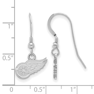 Sterling Silver Rhodium-plated NHL LogoArt Detroit Red Wings Extra Small Dangle Wire Earrings