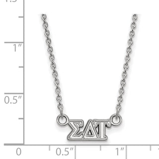 Sterling Silver Rhodium-plated LogoArt Sigma Delta Tau Sorority Greek Letters Extra Small Pendant 18 inch Necklace