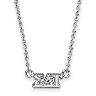 Sterling Silver Rhodium-plated LogoArt Sigma Delta Tau Sorority Greek Letters Extra Small Pendant 18 inch Necklace