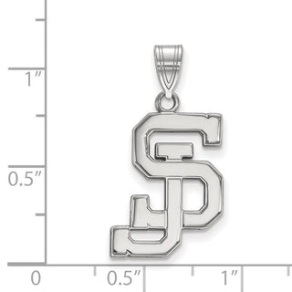 14k White Gold LogoArt San Jose State University S-J Large Pendant