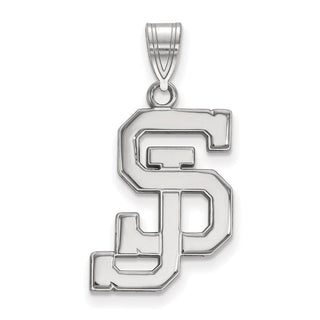 Sterling Silver Rhodium-plated LogoArt San Jose State University S-J Large Pendant
