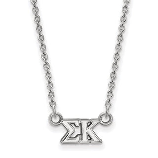 Sterling Silver Rhodium-plated LogoArt Sigma Kappa Sorority Greek Letters Extra Small Pendant 18 inch Necklace