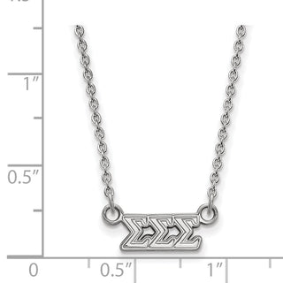 Sterling Silver Rhodium-plated LogoArt Sigma Sigma Sigma Sorority Greek Letters Extra Small Pendant 18 inch Necklace