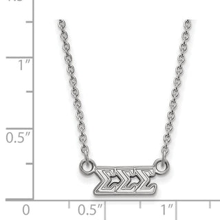 Sterling Silver Rhodium-plated LogoArt Sigma Sigma Sigma Sorority Greek Letters Extra Small Pendant 18 inch Necklace