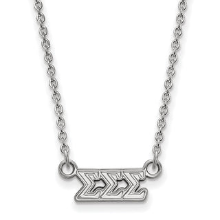 Sterling Silver Rhodium-plated LogoArt Sigma Sigma Sigma Sorority Greek Letters Extra Small Pendant 18 inch Necklace