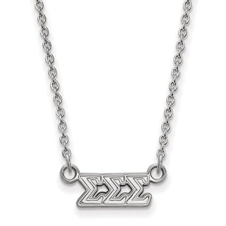 Sterling Silver Rhodium-plated LogoArt Sigma Sigma Sigma Sorority Greek Letters Extra Small Pendant 18 inch Necklace
