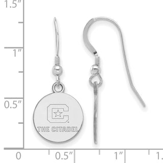 Sterling Silver Rhodium-plated LogoArt The Citadel Small Dangle Earrings