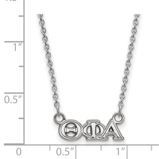 Sterling Silver Rhodium-plated LogoArt Theta Phi Alpha Sorority Greek Letters Extra Small Pendant 18 inch Necklace