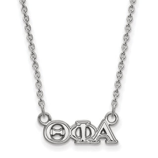 Sterling Silver Rhodium-plated LogoArt Theta Phi Alpha Sorority Greek Letters Extra Small Pendant 18 inch Necklace
