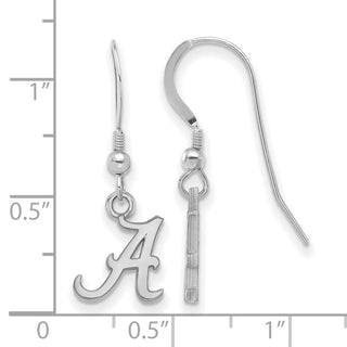 Sterling Silver Rhodium-plated LogoArt University of Alabama Letter A Extra Small Dangle Wire Earrings