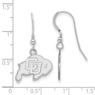 Sterling Silver Rhodium-plated LogoArt University of Colorado Buffalo Small Dangle Wire Earrings