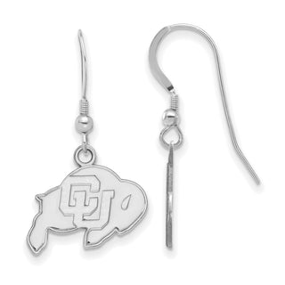 Sterling Silver Rhodium-plated LogoArt University of Colorado Buffalo Small Dangle Wire Earrings