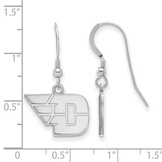 Sterling Silver Rhodium-plated LogoArt University of Dayton Small Dangle Wire Earrings