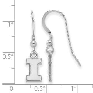 Sterling Silver Rhodium-plated LogoArt University of Illinois Letter I Extra Small Dangle Wire Earrings