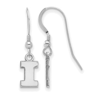 Sterling Silver Rhodium-plated LogoArt University of Illinois Letter I Extra Small Dangle Wire Earrings