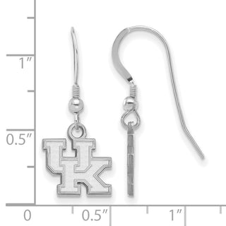 Sterling Silver Rhodium-plated LogoArt University of Kentucky U-K Extra Small Dangle Wire Earrings