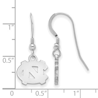Sterling Silver Rhodium-plated LogoArt University of North Carolina N-C Extra Small Dangle Wire Earrings
