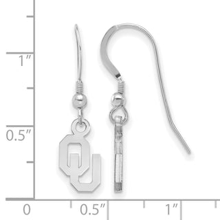 Sterling Silver Rhodium-plated LogoArt University of Oklahoma O-U Extra Small Dangle Wire Earrings