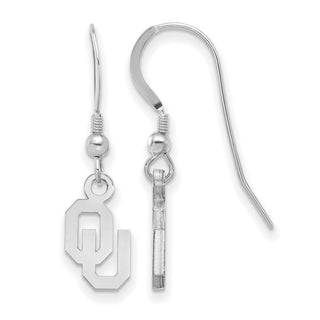 Sterling Silver Rhodium-plated LogoArt University of Oklahoma O-U Extra Small Dangle Wire Earrings