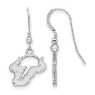 Sterling Silver Rhodium-plated LogoArt University of South Florida Bull Small Dangle Wire Earrings