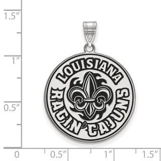 Sterling Silver Rhodium-plated LogoArt University of Louisiana at Lafayette Extra Large Enameled Pendant