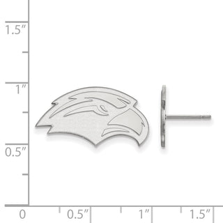 Sterling Silver Rhodium-plated LogoArt University of Southern Mississippi Eagle Small Post Earrings