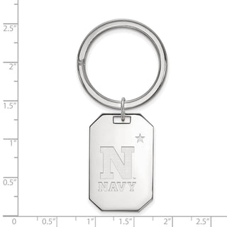 Sterling Silver Rhodium-plated LogoArt US Naval Academy Key Ring