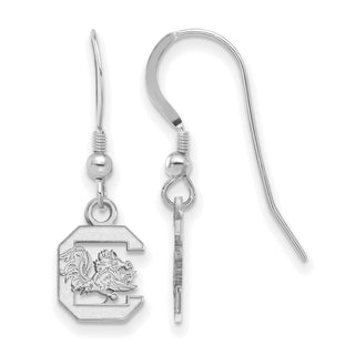 Sterling Silver Rhodium-plated LogoArt University of South Carolina Extra Small Dangle Wire Earrings