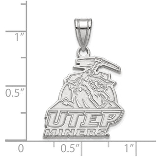 Sterling Silver Rhodium-plated LogoArt University of Texas at El Paso Miners Large Pendant